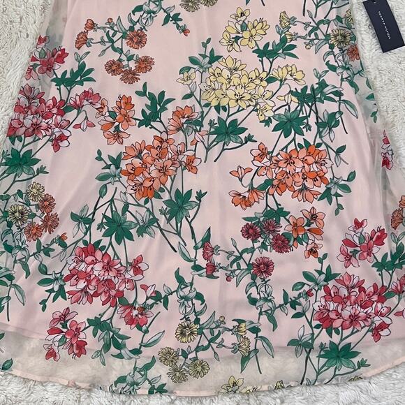 NWT Tommy Hilfiger Pink Floral-Print Chiffon Trapeze Dress - SIZE 8 - Picture 3 of 9